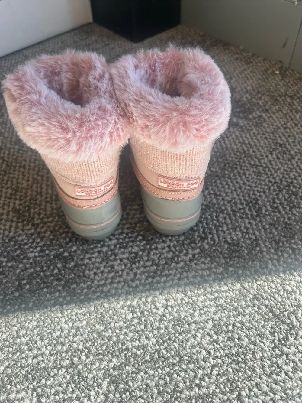 London Fog Pink Faux-Fur Trim Kids Winter Boots